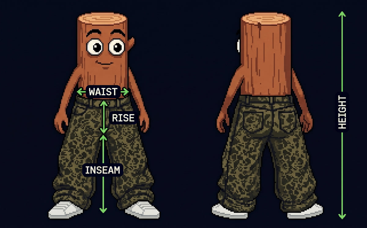 Measurement chart for the Leopard Baggy Pants